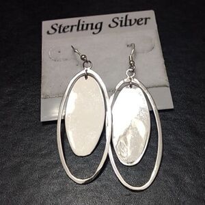 Macy's Sterling Silver Large Dangling Oval Earrings